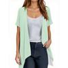 Women's Fashion Solid Color Irregular Hem Short Sleeve Cardigan Pocket Jacket