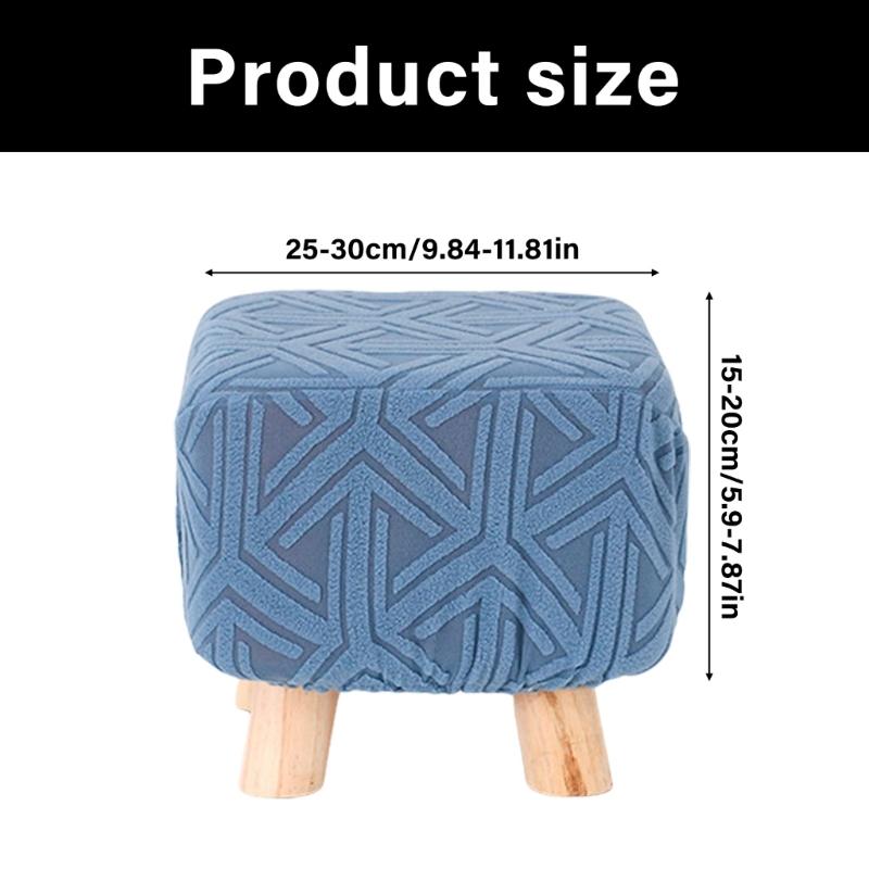 Stretchable Square Footrest Foot Stool Slipcover Elastic Bottom Furniture Protector Polyester Fabric
