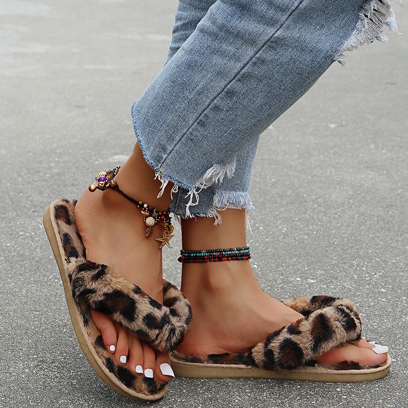 2023 Women's European & American Style Herringbone Fur Flat Slippers