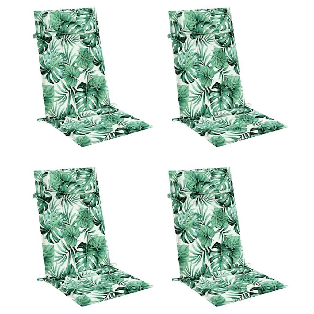 High Back Chair Cushions 4 Pcs Leaf Pattern Oxford Fabric