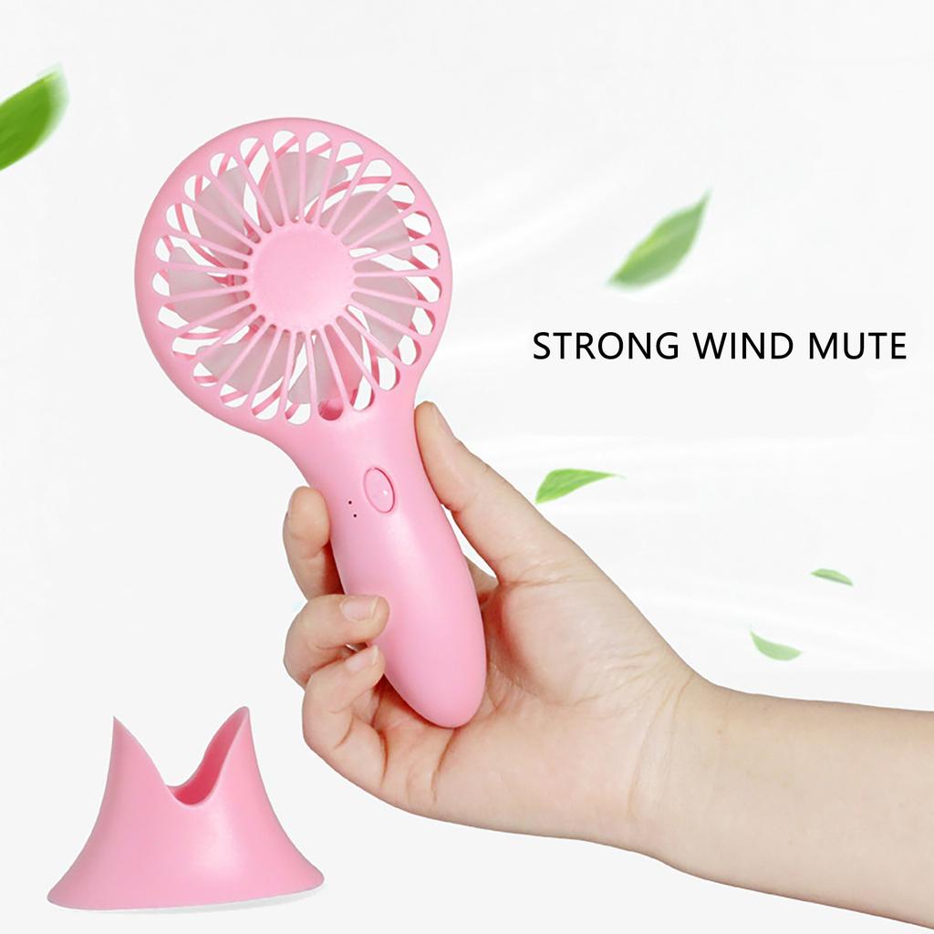 Handheld Fan Portable Rechargeable Battery Operated Desktop With Base 3 Modes For Home Travel Outdoor