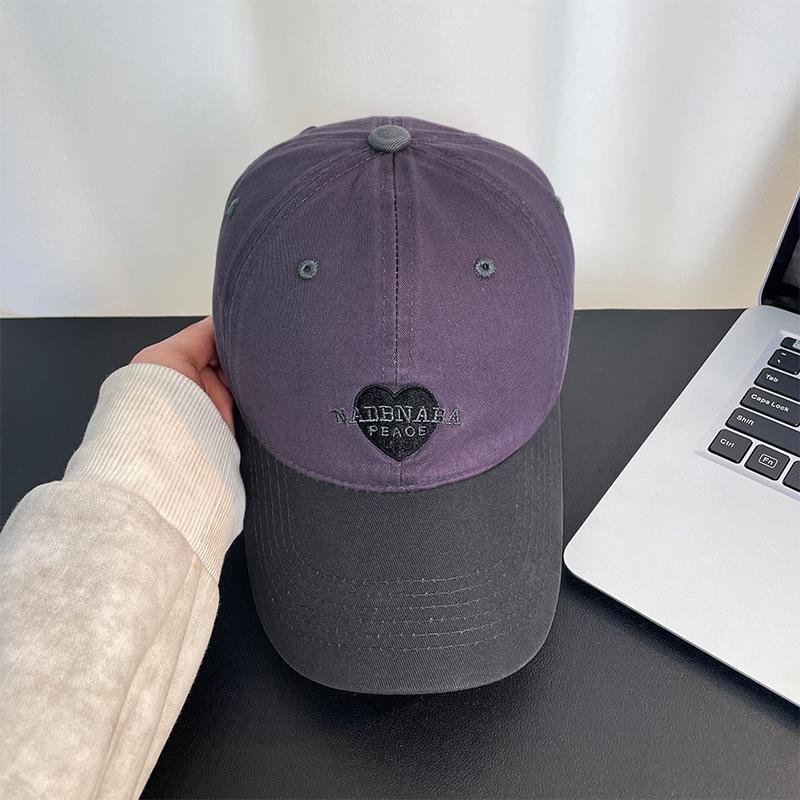 Retro Love Embroidery Soft Top Cap Children's Casual Versatile Wide Brim Sports Hat Showing Face Small Baseball Cap