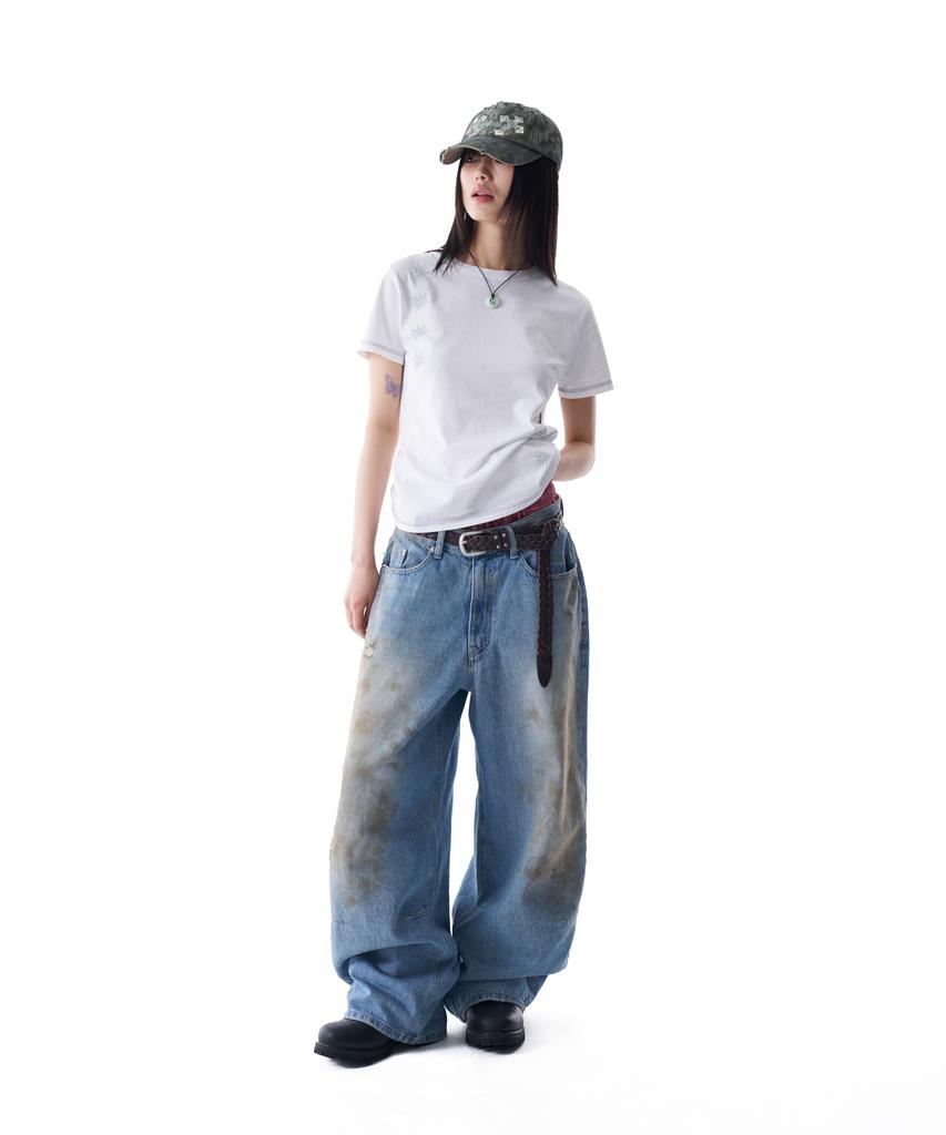 AAKAM Cracked Sun Half Top (White)
