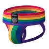 Jockstraps Fashion Rainbow Stripe 2.76 Inch Wide Waistband Sexy Men's Thong Underwear Breathable Mesh Everyday Casual Sports Underpants