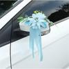 Romantics Florals Rearview Mirror Bowknot For Wedding Car Faux Flowers And Ribbon Chair Back Flower Decoration