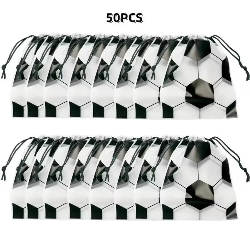 20/50 Pièces Sac à Cordon Sac à Coulisse Fête Football Thème Sports Anniversaire Cadeaux Sac à Friandises Décoration Cadeau Célébration d'Équipe Fournitures