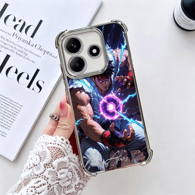 S-Street F-Fighters Soft Phone Case For Xiaomi Redmi Note 14 15 Pro Plus 13 12 11S 11T 5G 10 9S 9 Plating Anti-Fall Fundas