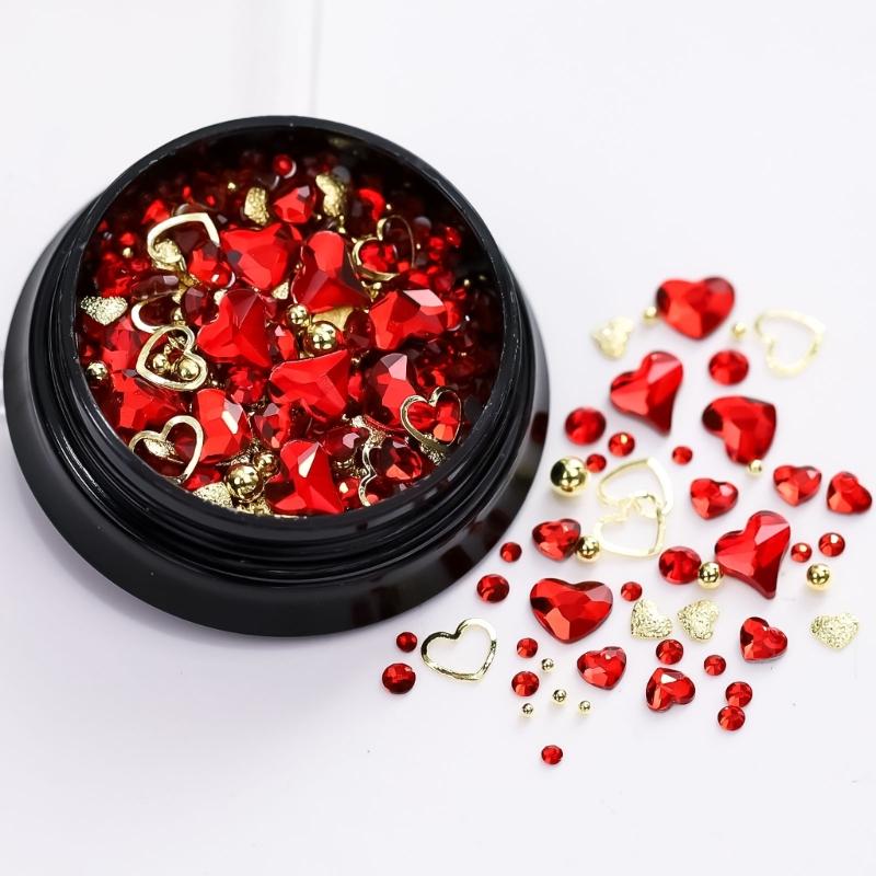 Valentine's Day Nail Charms Studs Nail Rhinestones Gems Luxury Nail Art Rhinestones Craft Diamonds Crystal Jewels Stones