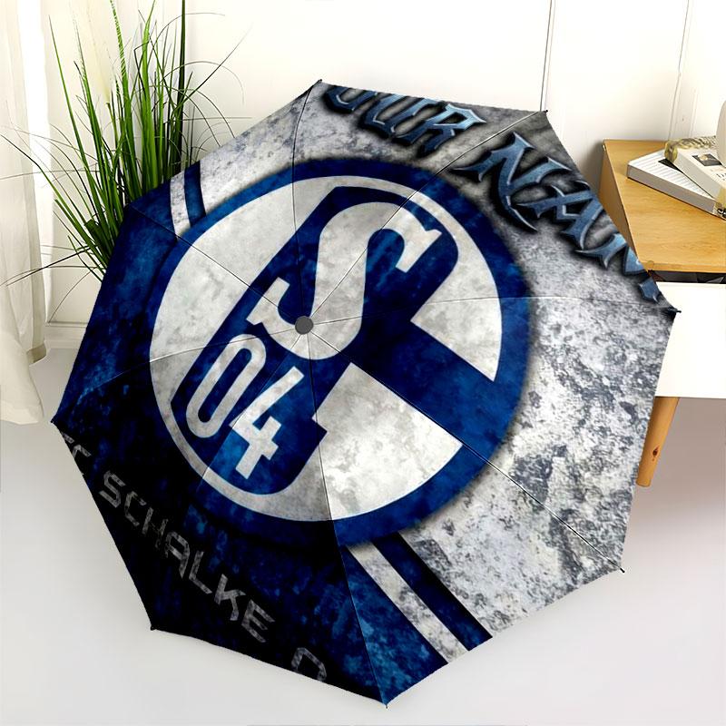 1 PC Automatic Folding Umbrella - FC Schalke 04 Custom Name Pattern, Portable & Foldable Design with 8 Ribs, Christmas Birthday Gifts