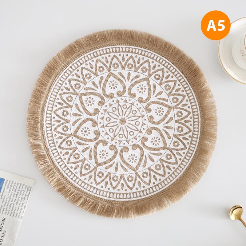 Einfache handgewebte Jute-Tischset-Untersetzer im Ins-Stil, Retro-Baumwollleinen, dekorativ