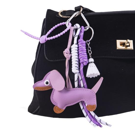 Yousheng Dachshund Dog Bag Pendant Bag Charms with Woven Umbrella Retractable Rope Keys Bags Wallets Accessories