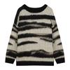 Herbst und Winter Neue Allgleiches Gestreifte Strickoberbekleidung Im Koreanischen Stil Lazy Style Lockerer Mittellanger Pullover Damenpullover Damen Herbst und Winter