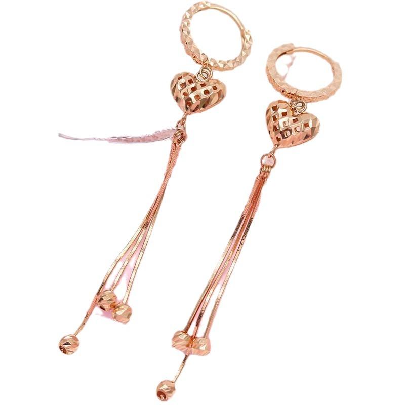 Pendientes Largos de Moda de Alto Grado con Flecos de Serpiente Redondos de Hueso, Flor de Rosa Dorada Rosa Hueca de Amor