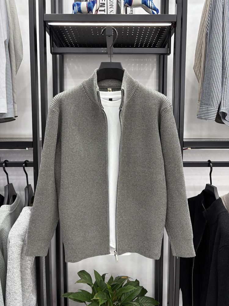 Men's High-Quality Wool Knit Zipper Cardigan - Thick, Trendy, Loose-Fit for Autumn/Winter