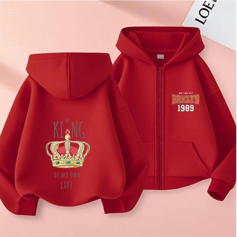 2025 New Autumn/Winter Zipper Children's Hoodie, Fashionable and Versatile Cartoon Printed Girls' Hoodie