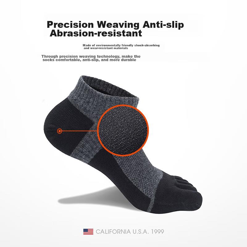 TFO Competition-Grade Five-Toe Outdoor Socks, Durable Hiking Socks, Sports Running Toe-Separated Socks 2202419 Men's Orange-Red Color