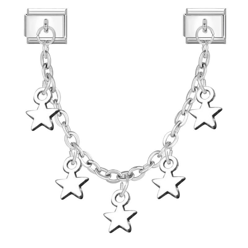 Fashion Personalized DIY Chain Tassel Charm Bracelet Star Heart Butterfly Bow Pendant Bead 9MM Bracelet Stainless Steel Jewelry