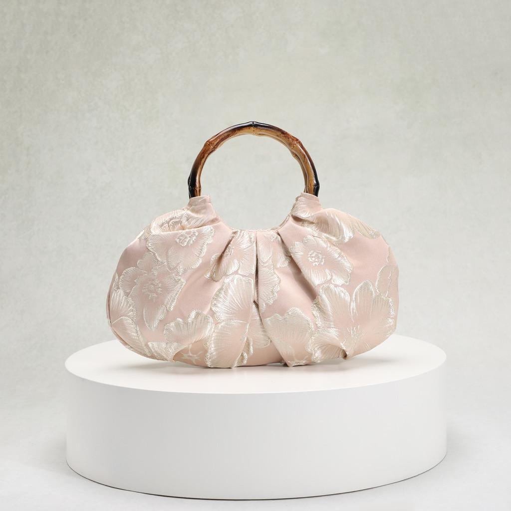 New Chinese Style Bamboo Handbag With Embroidery And Sequins For Daily Wear