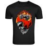 Flaming Helmet Engine Skull Biker Graphic T-Shirt