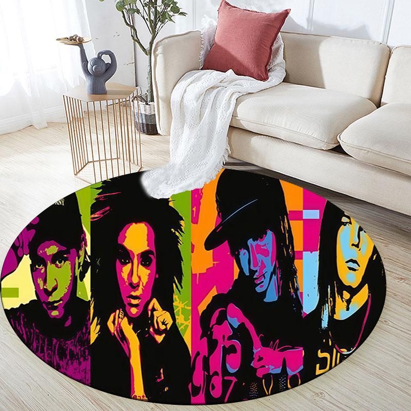 Tokio Hotel pattern round rug,Carpet Rug for Living Room Bedroom Playroom ,Non-slip Floor Mat,Holiday Gifts and Birthday Gifts.
