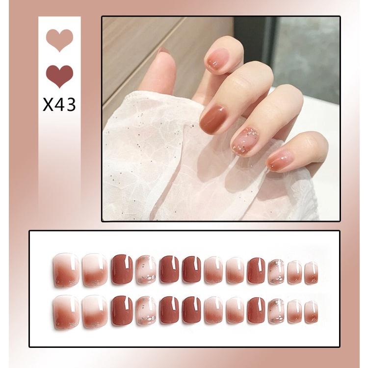 Fake Nails Short Art Nail Tips Press Stick On False with Designs Full Cover Artificial Pink Wearable Clear Tips Press On Nails Fake Nails Short