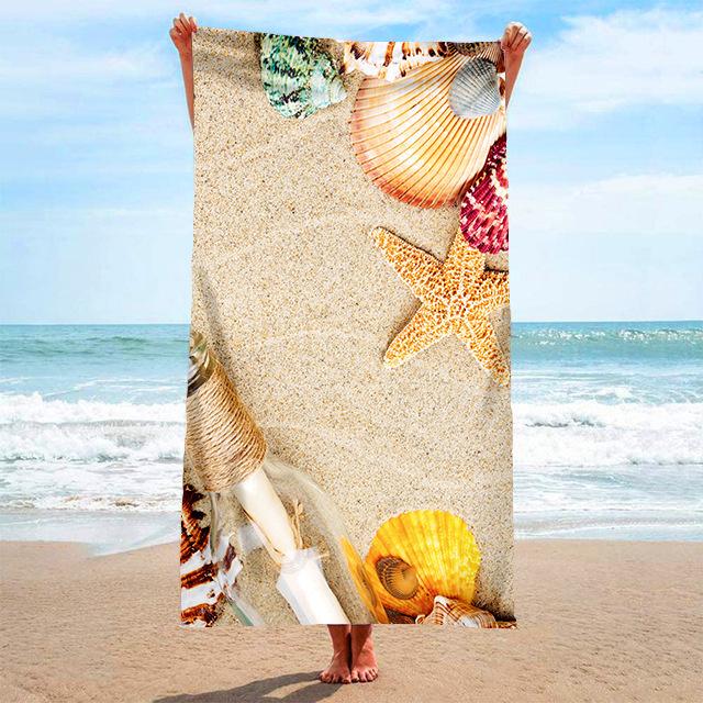 Starfish Shell Beach Towel Delicate Microfiber Kids Adults Bath Towel Outdoor Seaside Soft Blanket Living Room Home Decor Swim