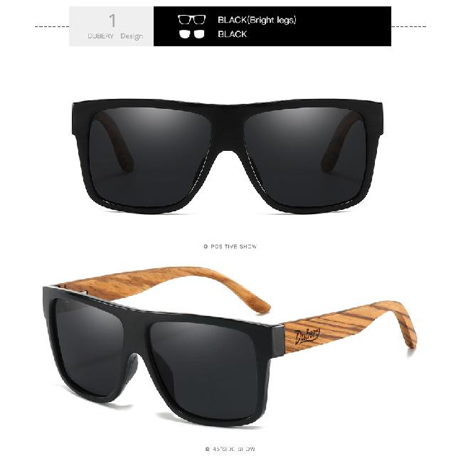 DUBERY New zebra-patterned wooden sunglasses, men's and women's, with black walnut frames and polarized lenses D0