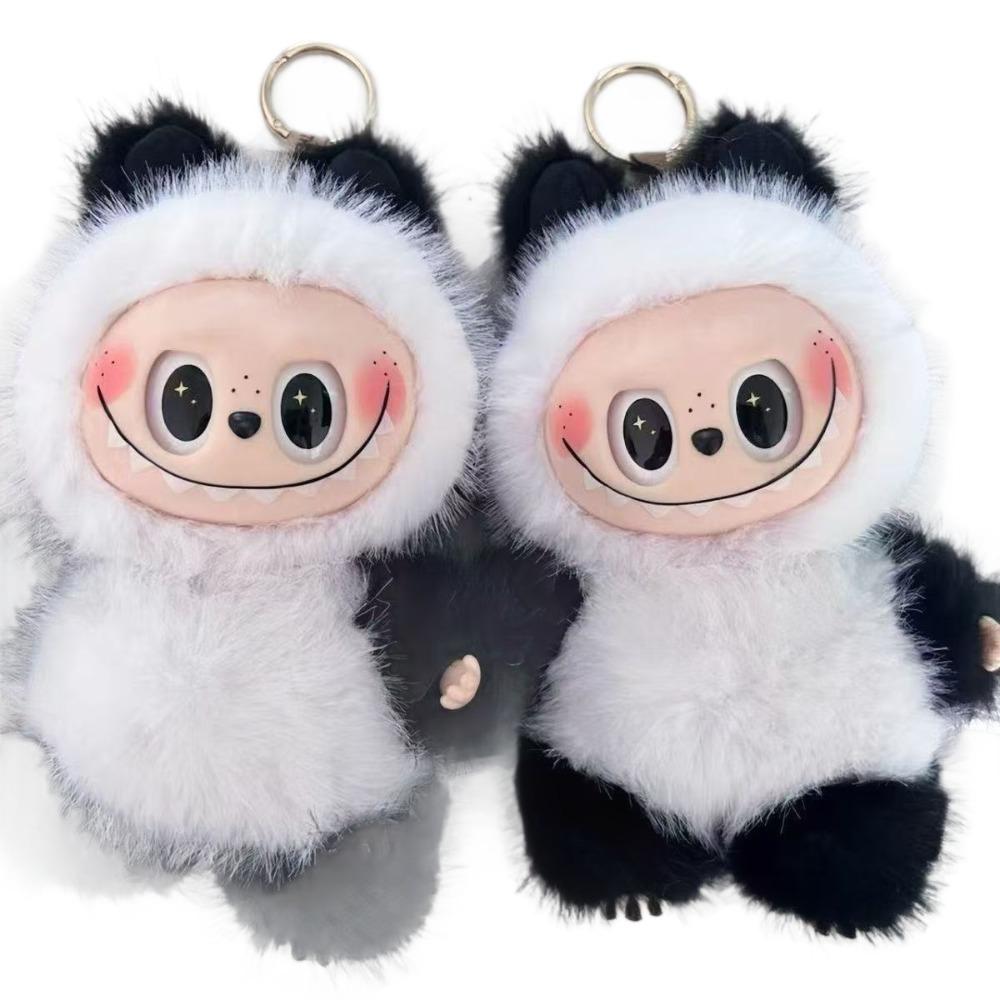 Ciondolo Bambola Faccia in Vinile Peluche Bambola Panda Carina Portachiavi Coppia Giocattolo alla Moda