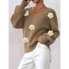 Autumn/Winter Women’s Pullover: Hand-crocheted, 3D-paneled, Statement Deep-V-neck Pullover
