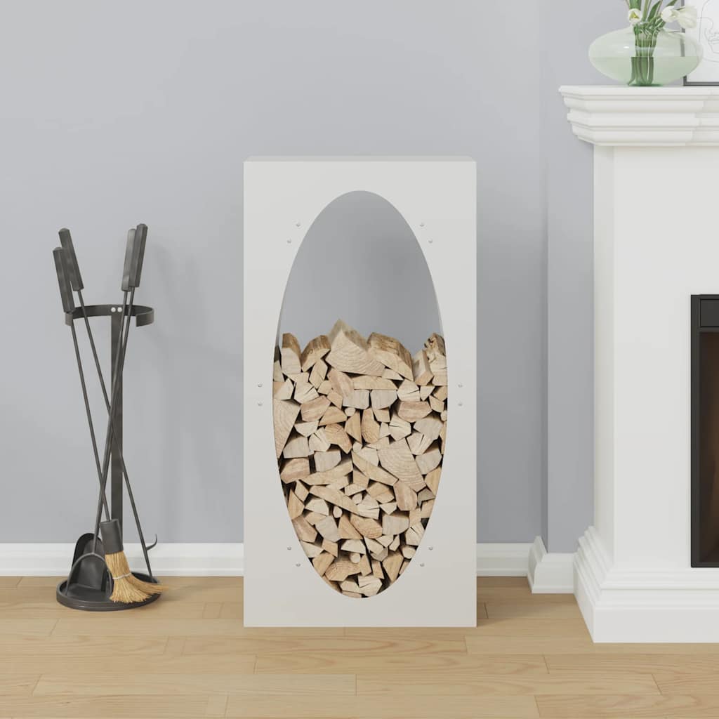 Firewood Rack White 50x23x100 cm Cold Rolled Steel