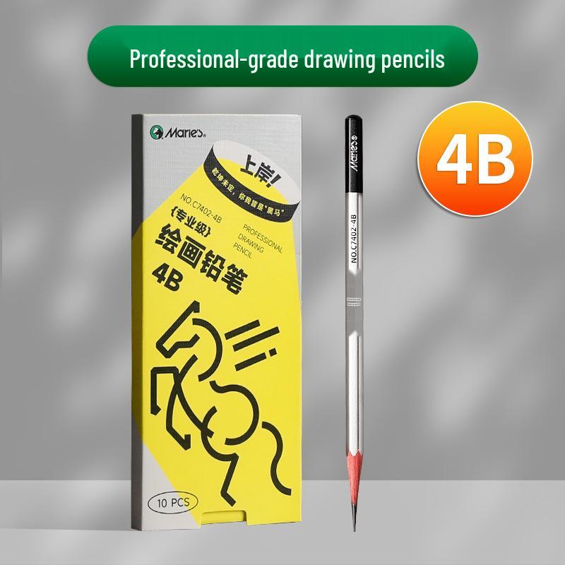 Mali Student Sketching & Drawing Pencil Set: Includes 2B, 4B, 14B soft, medium, hard, and charcoal pencils ideal for art exams.