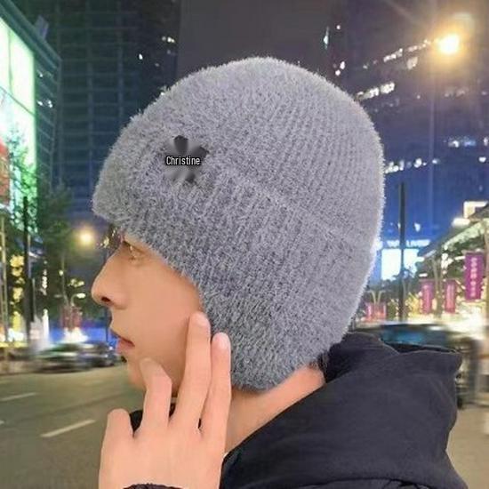 Unisex Winter Strickmütze mit Ohrenklappen - Warme Schneeflocken-Fleece-Beanie für Outdoor-Aktivitäten