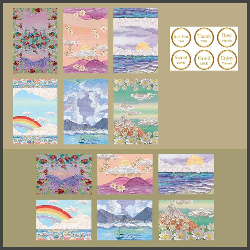 Oil painting greeting card, high-end feeling holiday greeting card, envelope, DIY gift decoration, message card, cardboard
