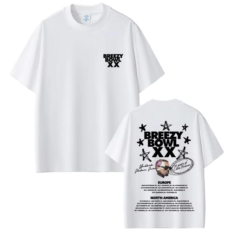 

Hot Sale New Chris Brown Breezy Bowl XX Tour 2025 T Shirt Unisex Women Hip Hop Pop Music Tshirts Unisexs Fashion Rap Retro T Shirts S