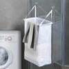 1 Pcs Home Foldable Multifunctional Wall Hanging Laundry Basket Washing Clothes Organizer Mesh Storage Punch Free Adhesive Hook