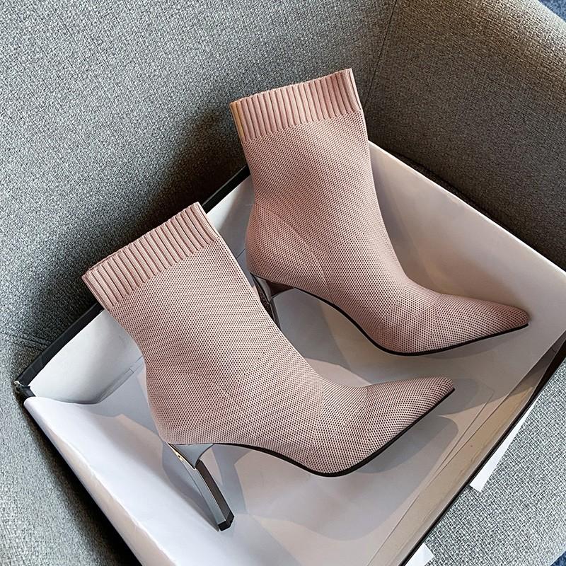 Fashion Aphixta Fashion 2025 Sock Boots Women 9cm High Heel Shoes Metal Thin Heels Booties Sexy Woman Autumn Winter Ankle Fabric Boots