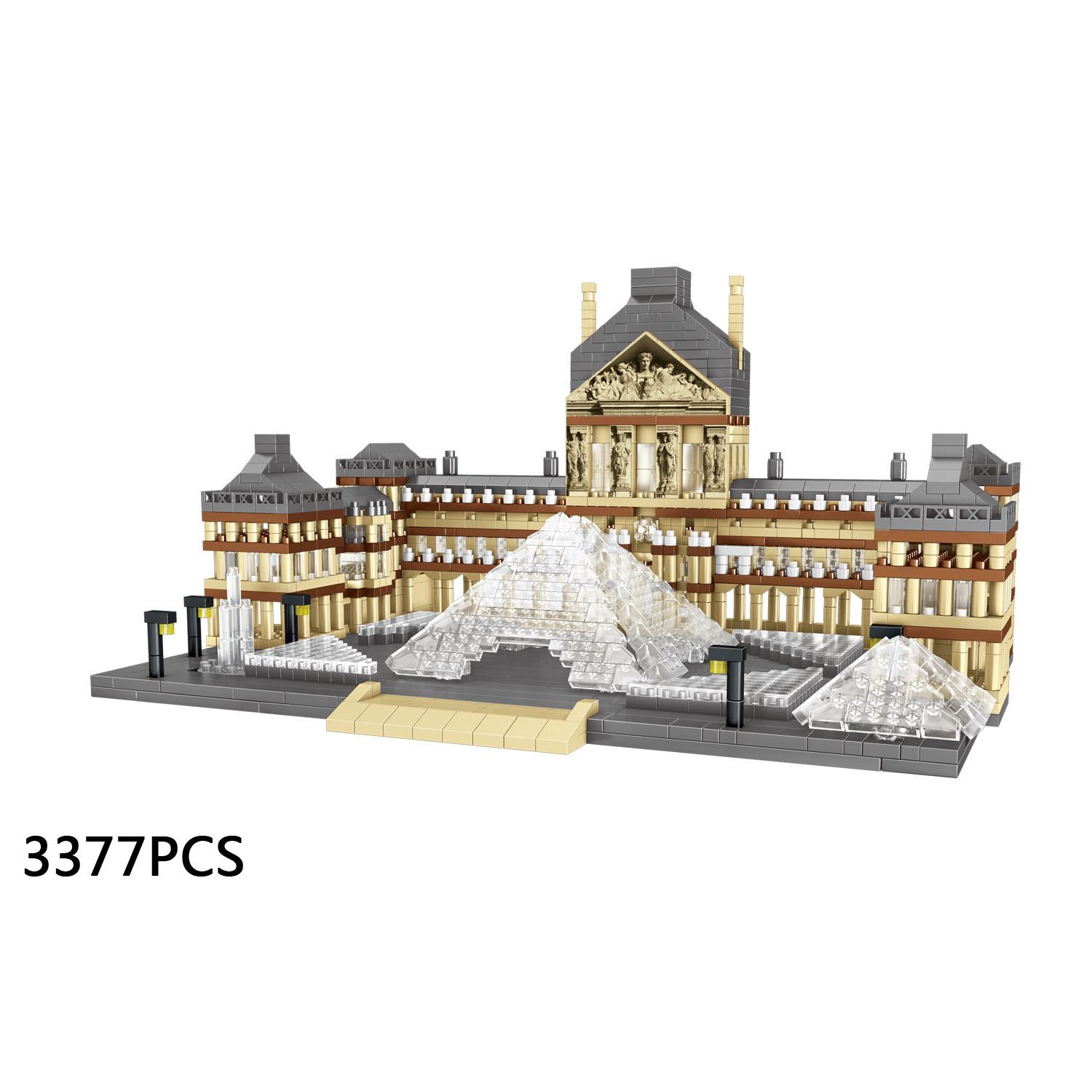 World Famous Cultural Architecture Nanobricks France Paris Louvre Museum Micro Diamond Block Creative Construction Blocks Plaything