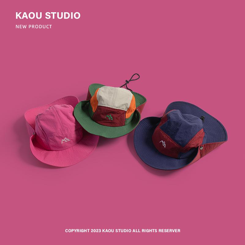 New Japanese Color Matching Bucket Hats Women Summer Outdoor Quick-drying Breathable Mountaineering Sun Protection Men's Caps