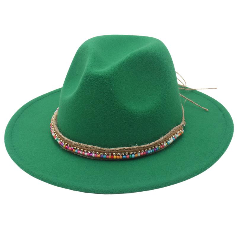 Pălărie înaltă Stil Etnic Lanț de Mărgele Lucrat Manual Pălărie Jazz Pălărie Fedorado pentru Spectacol Culoare Pălărie