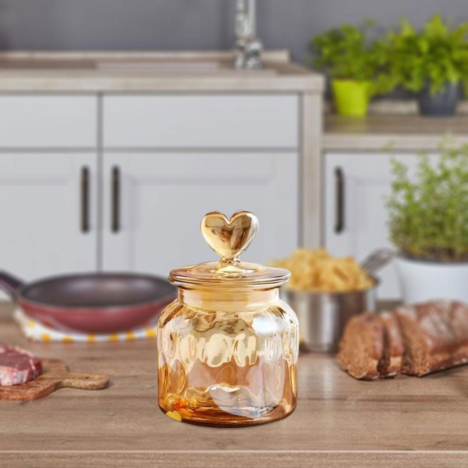 

Airtight Food Jars with Lid Decorative Glass Jar Tea Canister Glass Canisters for Candy Snacks Coffee Beans Loose Tea Spice