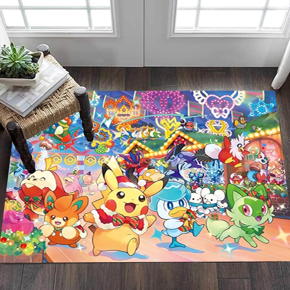 Pokemon Go Pikachu Poster Decoration,Carpet,Living Room,Bedroom, Non-slip,Square rug