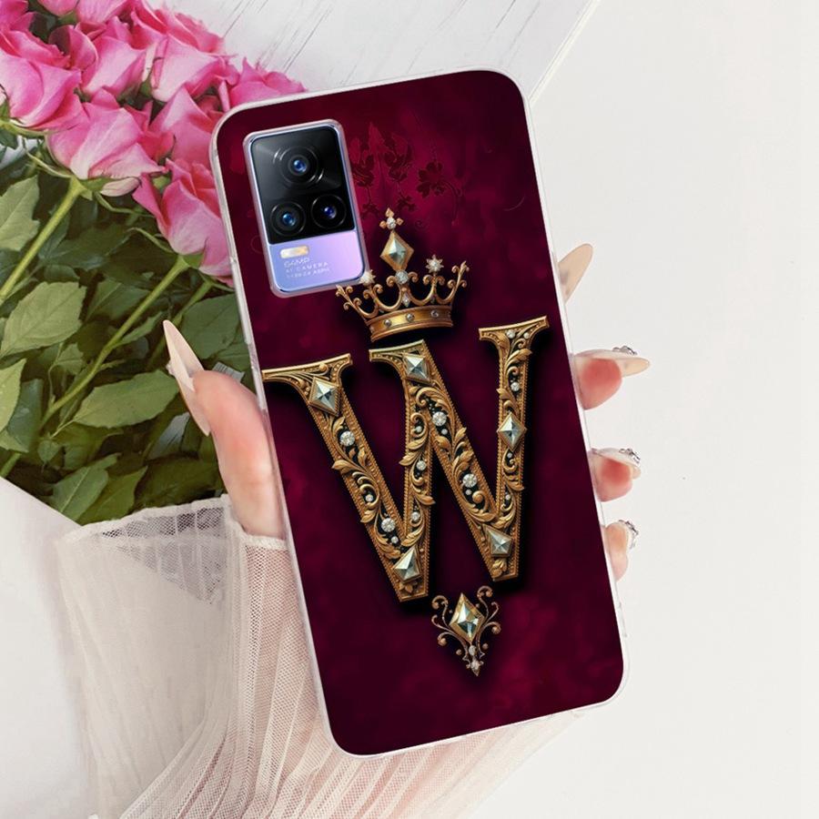 For Vivo V21e V2061 Y73 2021 Case Initial Letter Silicone Protective Soft Back Cover Case For VivoV21e 5G Case V2055 Phone Funda