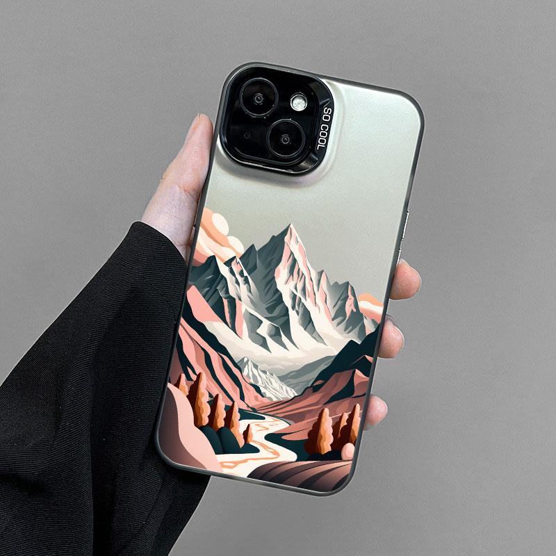 Mountain Scenery Peak Landscape Phone Case For iPhone 15 Pro Max 14 13 12 11 Pro Max Mini 15 14 Plus Shockproof Laser Back Cover