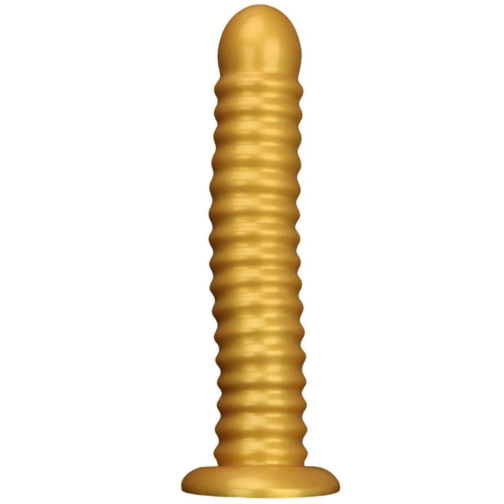 Pénis Realista de Silicone Dourado Rosqueado Dildo Anal Brinquedo Sexual para Homens e Mulheres Fisting