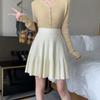 Solid color short skirt, knitted half skirt, women's spring/summer high waisted A-line skirt, design sense, niche pleated skirt