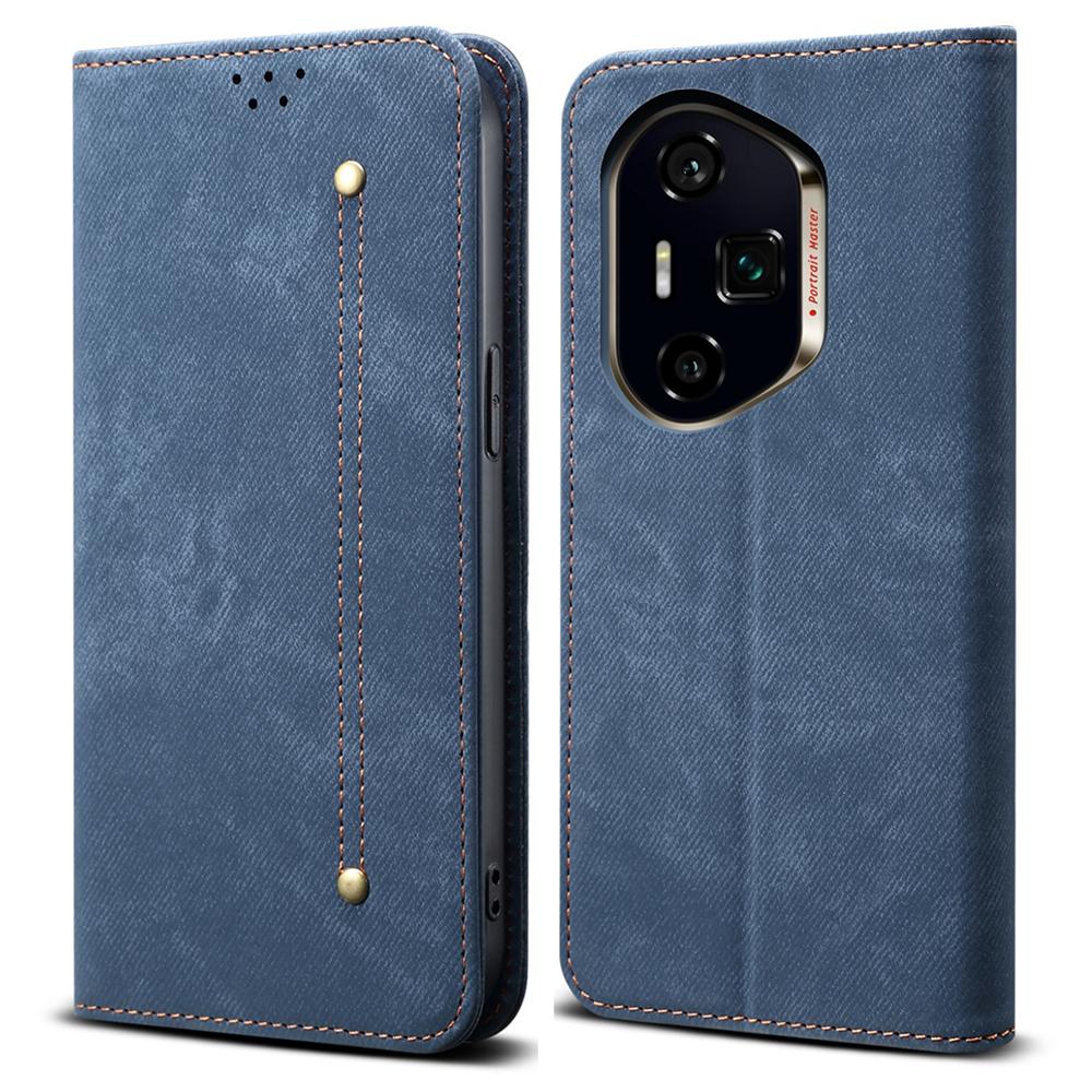 For Honor 400 Pro Case Jeans Cloth Texture Anti-Scratch Leather Stand Phone Cover
