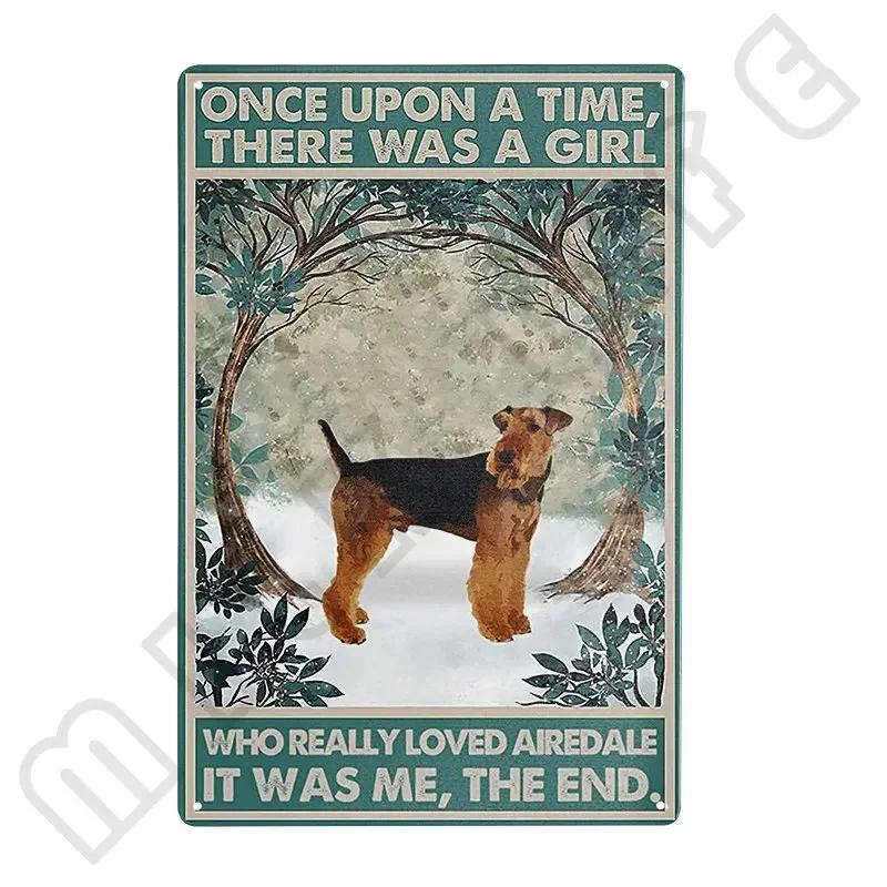 Airedale Terrier Metal Tin Sign Funny Pet Wall Decor for Kitchen Bathroom Bar Office Cafe  X Inch