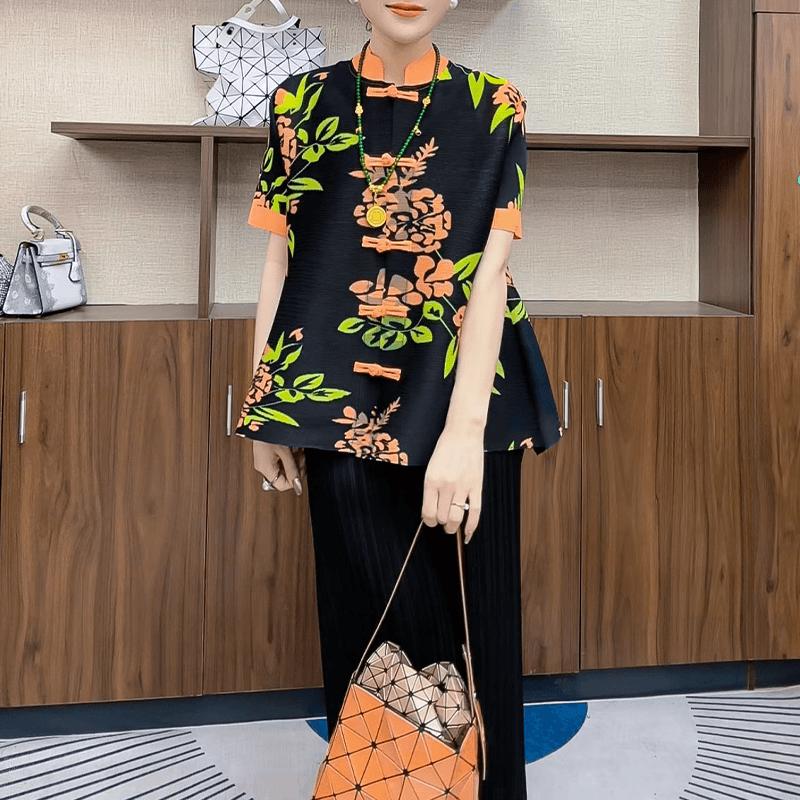 New Temperament, Fashionable and Casual Style, Versatile In Summer, Retro Women's New Chinese Style Button Up Top, Short Sleeved