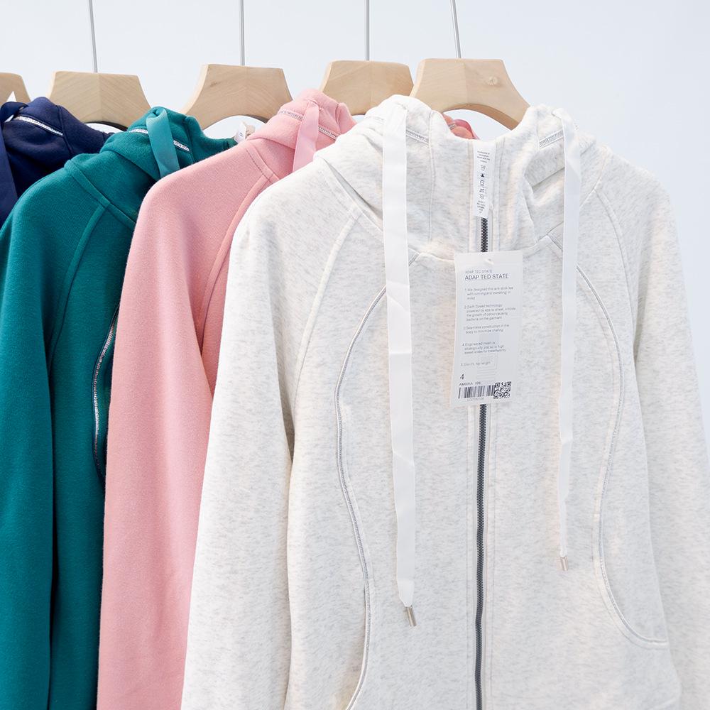 Dámská mikina s kapucí na jógu Slim Fit Plus Velvet pro podzim a zimu