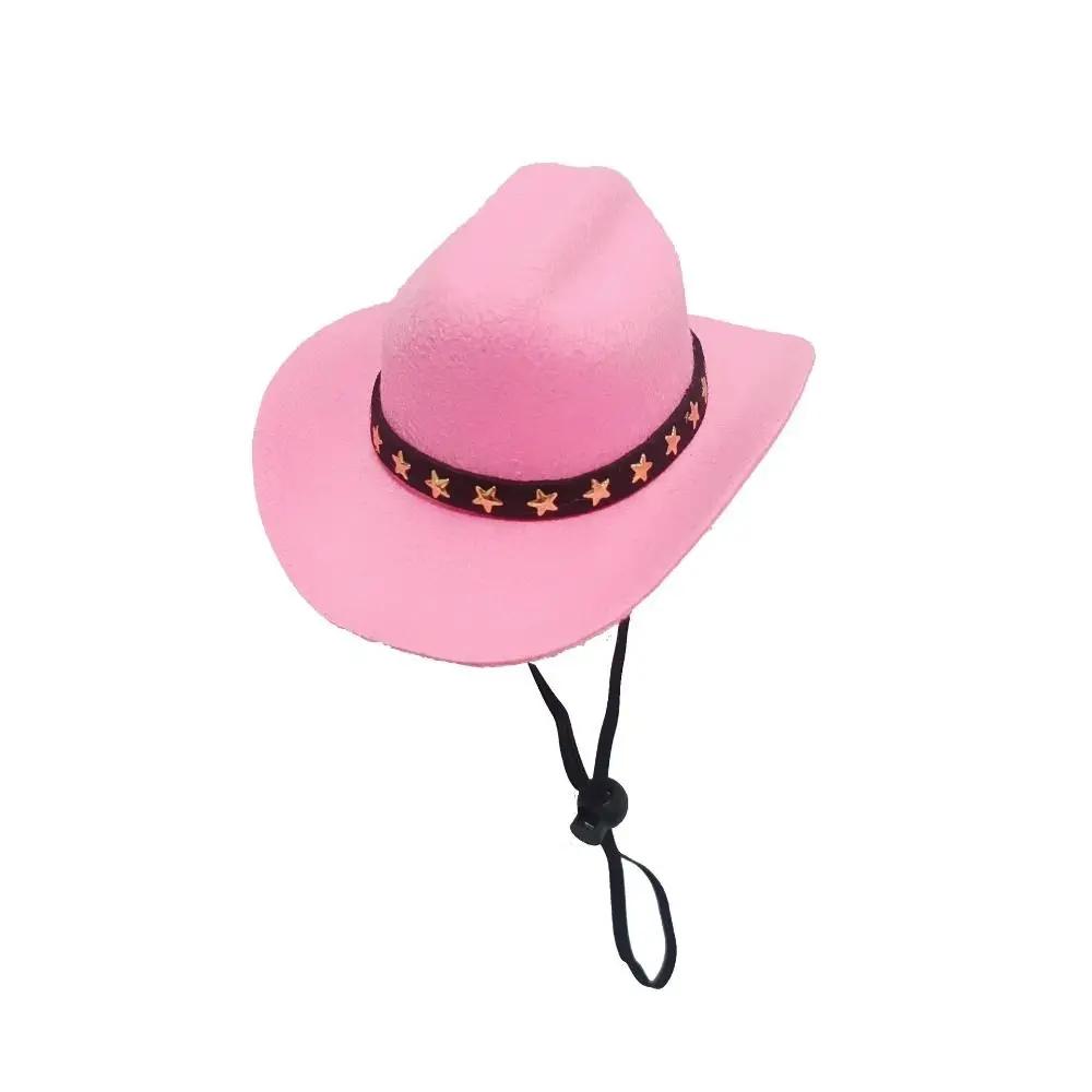 1pc British Pet Dog Hat Star Cowboy Hat Pet Supplies Adjustable Dog Costume Top Hat Headwear Pet Hat Dogs Caps Dog Cat Sun Hats розовый